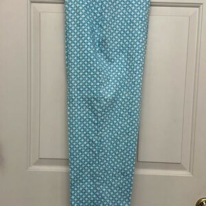 Talbots Teal and White Circle Print Capris